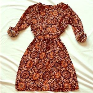 Loft Outlet print Dress. Sz S. Long sleeve